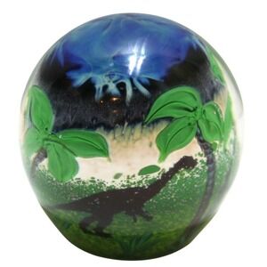 Vintage Zellique Studio Signed Dinosaur Art Glass Paperweight 1993 Prehistoric
